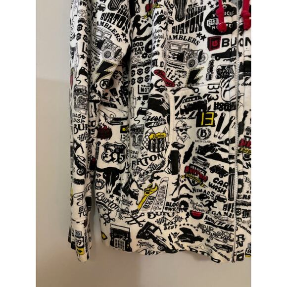 Burton Hoodie Hooded Sweatshirt Graphic Print Y2K Full Zip Mens Large - Picture 8 of 8